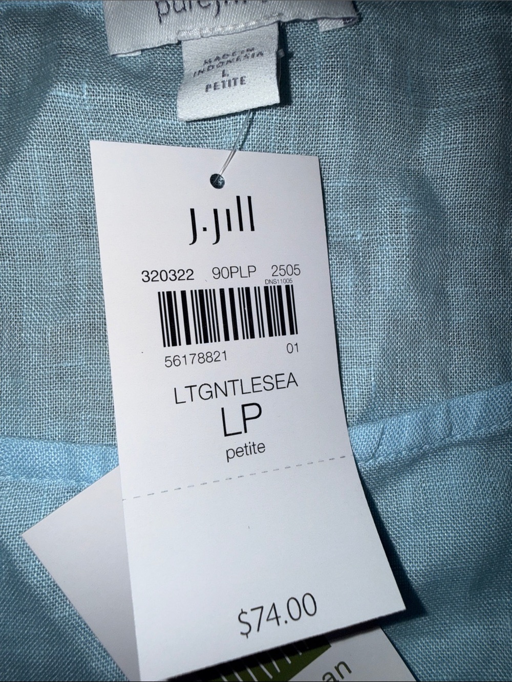 J.Jill Pure Jill Linen Popover Top Size LP - European Flax - NWT - Picture 6 of 6